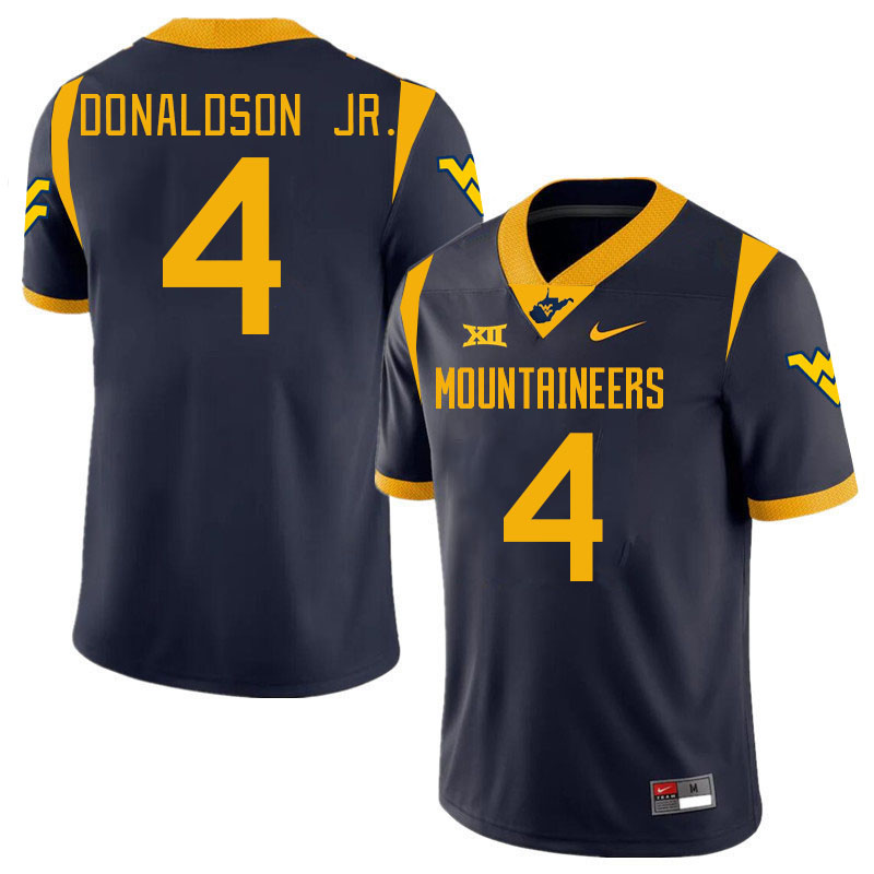 Men #4 CJ Donaldson Jr. West Virginia Mountaineers College 2024 New Uniforms Football Jerseys Stitch